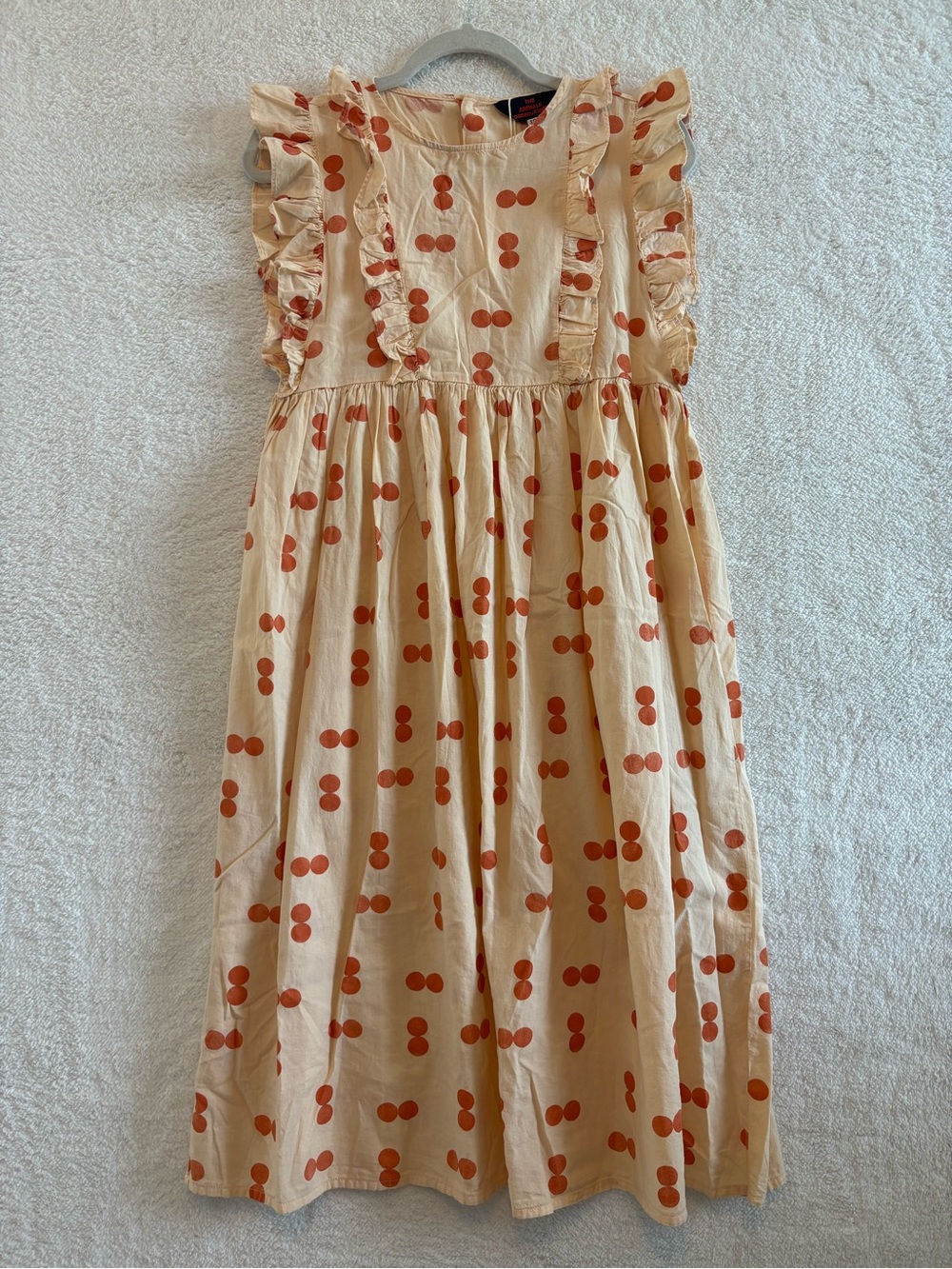 The Animals Observatory Girls Otter Dress Orange Circles 100% Cotton Size 12 NWT